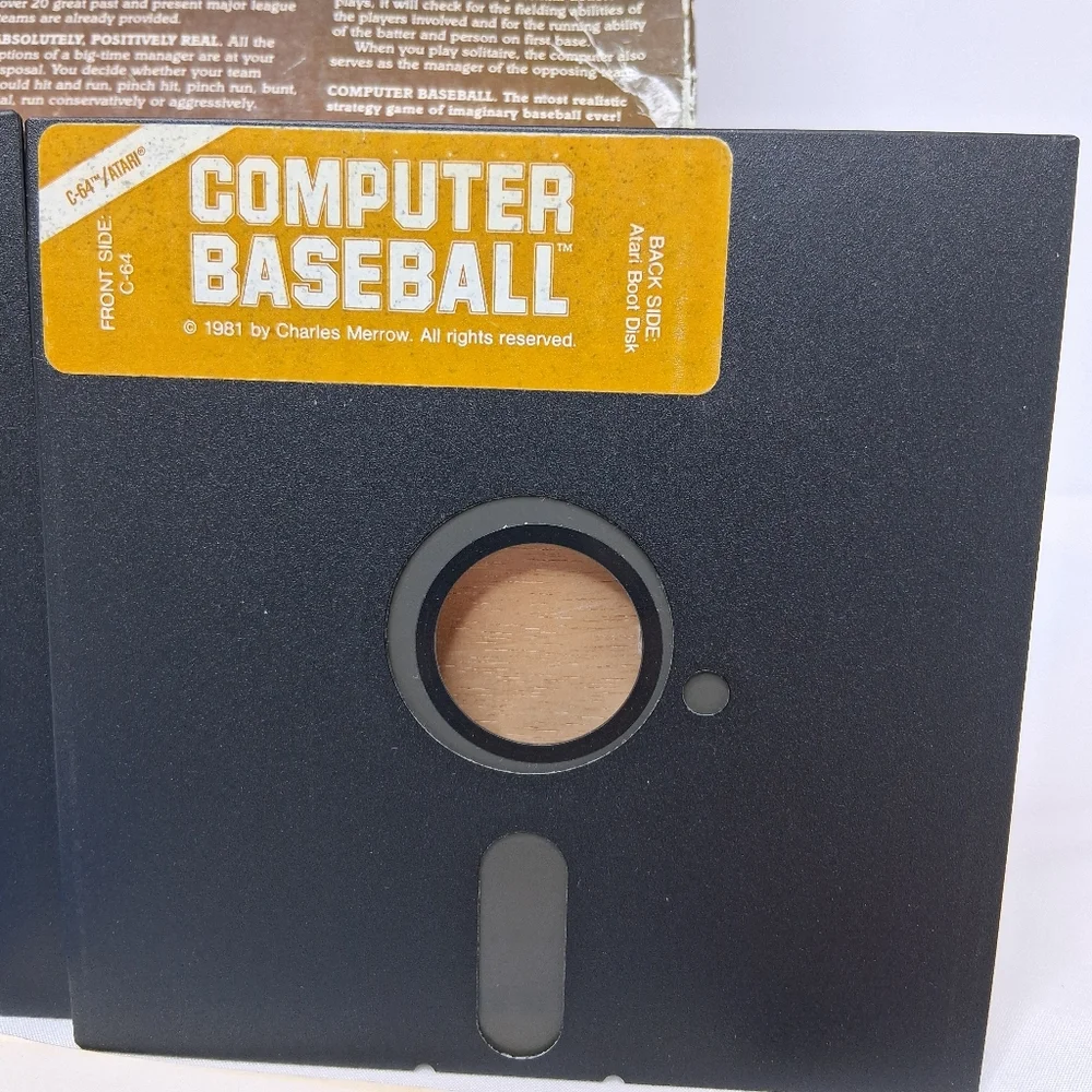 Commodore 64 Atari 48K Computer Baseball 2 Floppy Diskette Game 1981 Complete